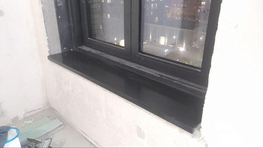 Черный подоконник из искусственного камня Primax P-1050 Midnight Obsidian